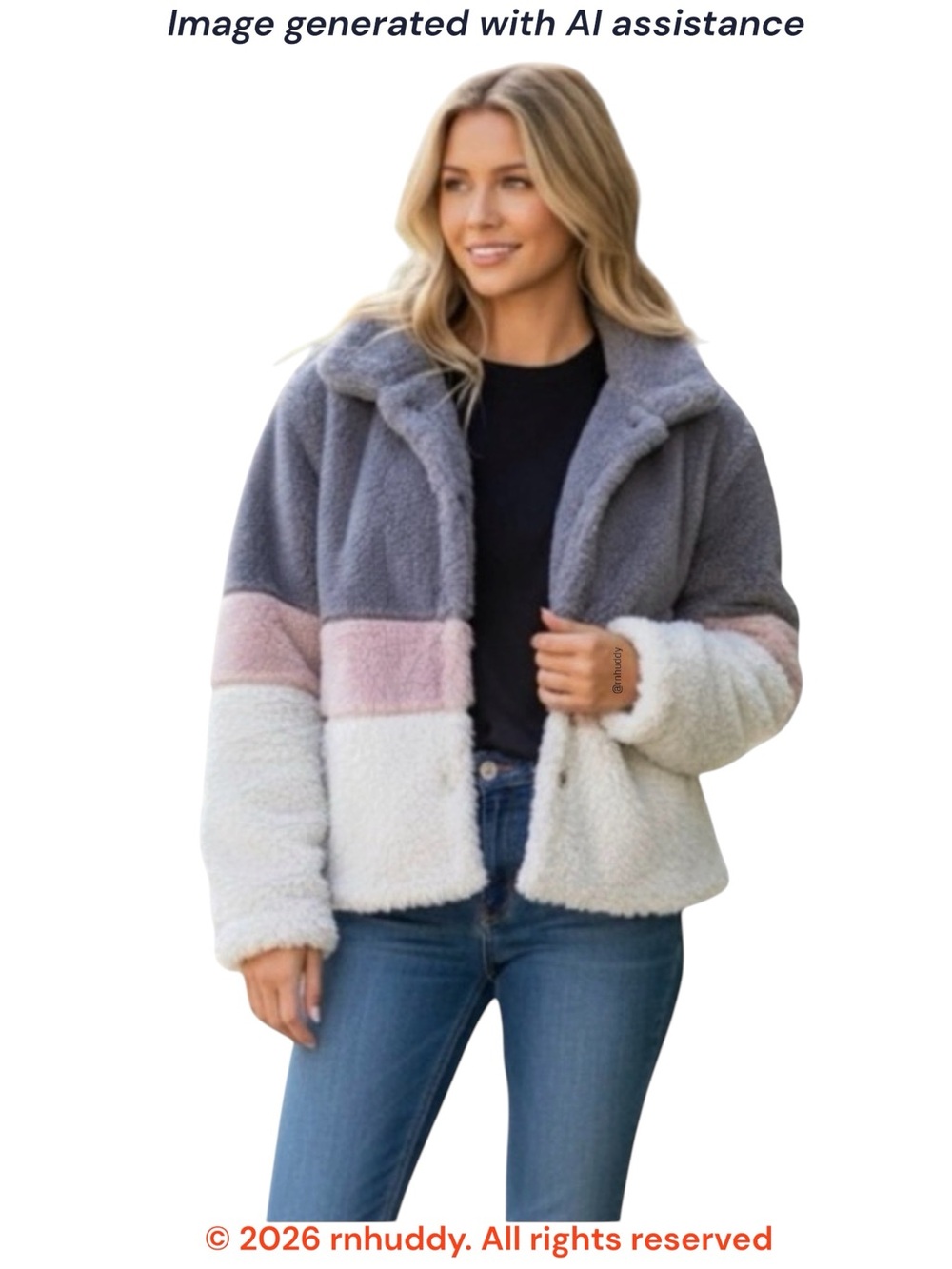 NWT Ci Sono M grey/pink/ivory faux fur jacket
